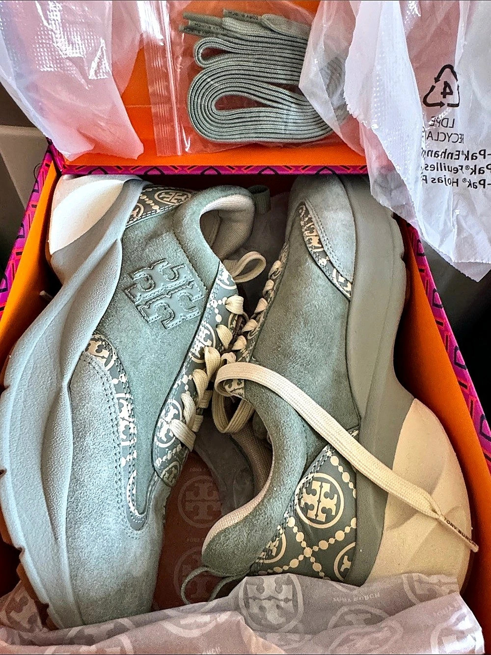 Tory Burch Good Luck Trainer Sneakers Blue US 8 Like New